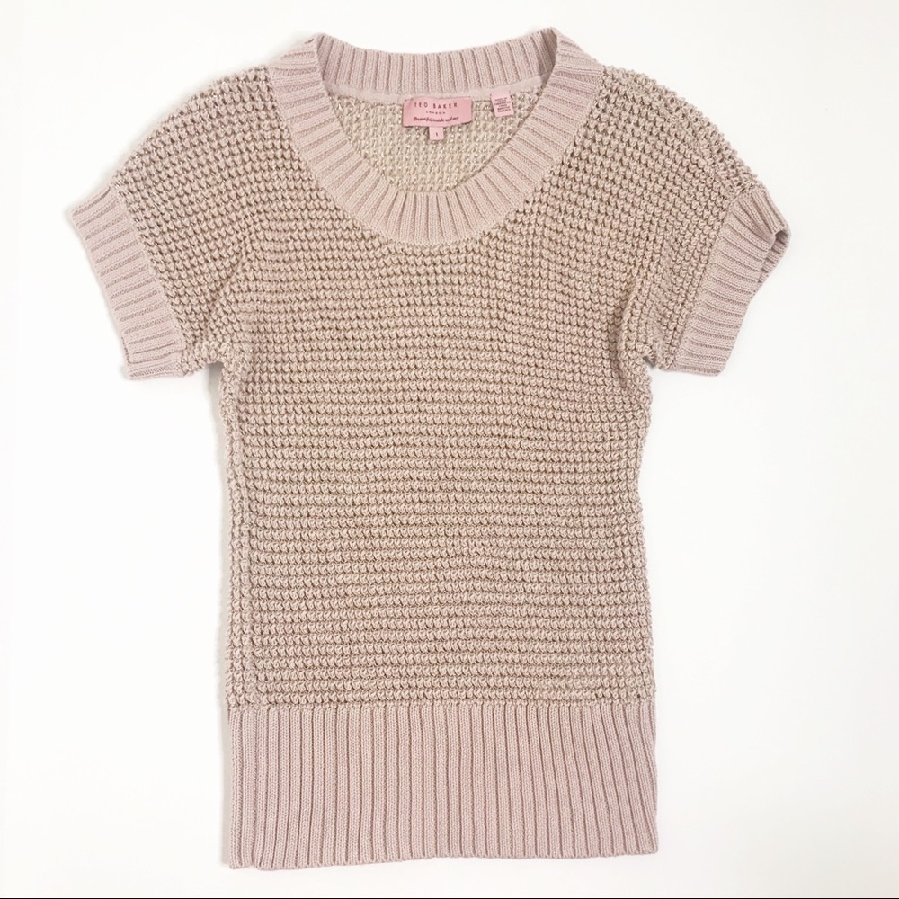 Ted Baker Short Sleeve Pink Gold Metallic Top